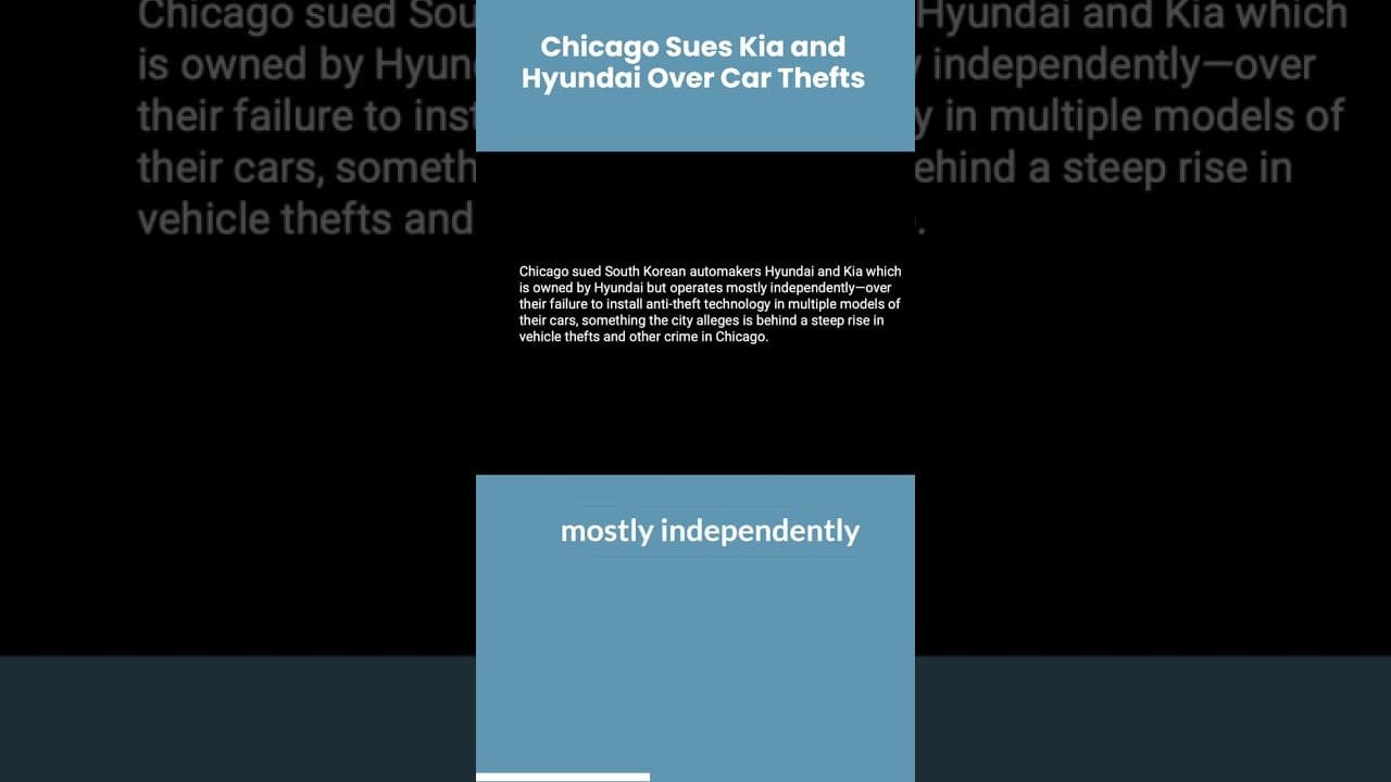 Chicago sues Kia and Hyundai for car theft